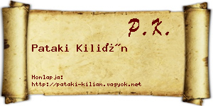 Pataki Kilián névjegykártya